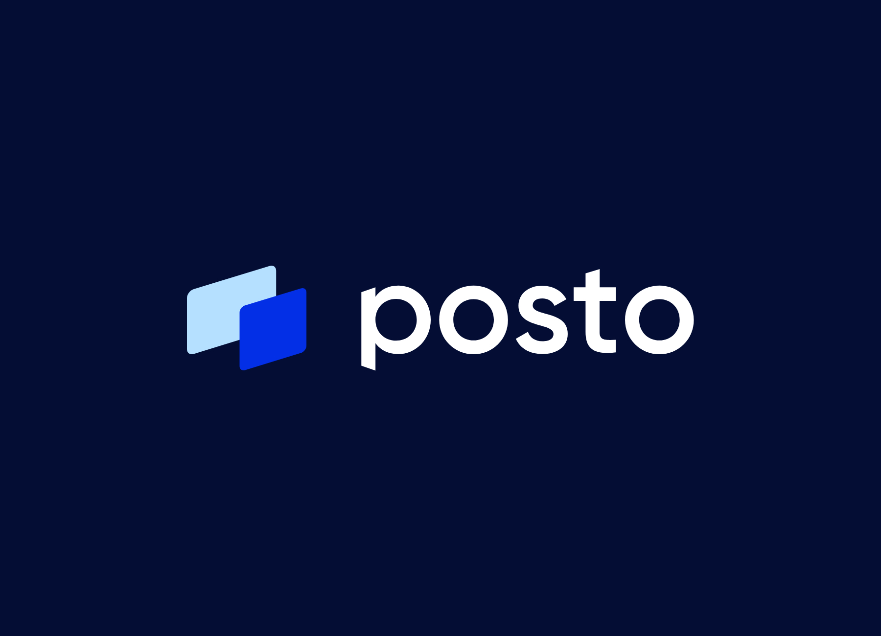紺地に白で組んだPostoのロゴ